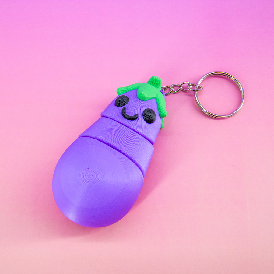 Eggplant Fidget Food Keychain