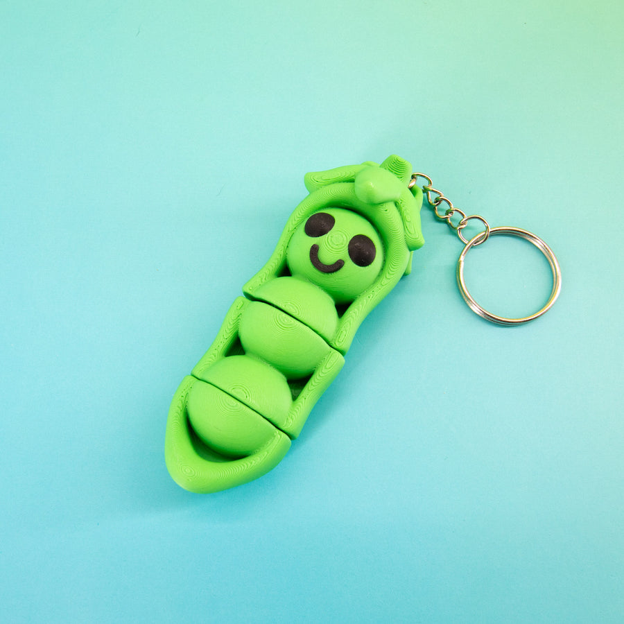 Pea Pod Fidget Food Keychain