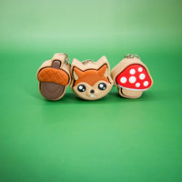 Forest Clickies – Fox, Mushroom & Acorn Fidget Keychains