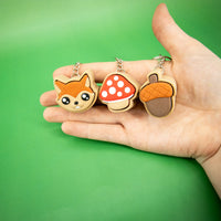 Forest Clickies – Fox, Mushroom & Acorn Fidget Keychains