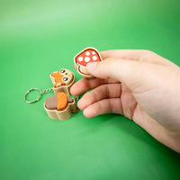 Forest Clickies – Fox, Mushroom & Acorn Fidget Keychains